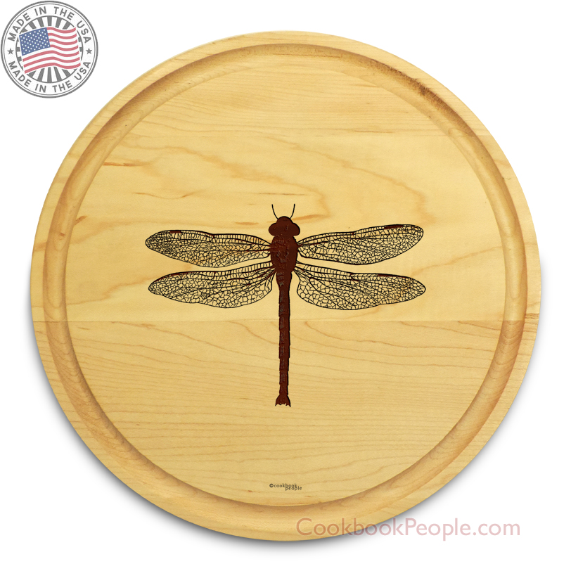 Circular Cutting Board in Dragonfly Style. Personalized Engraved