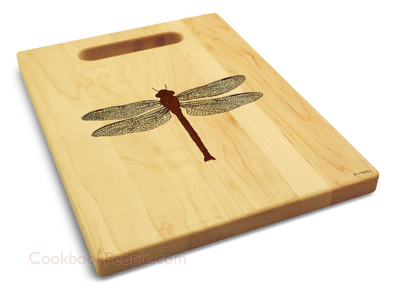 Personalized Dragonfly Cutting Board Small Cutting Board Rounded Corners Handle 9 X 12 Maple Wood