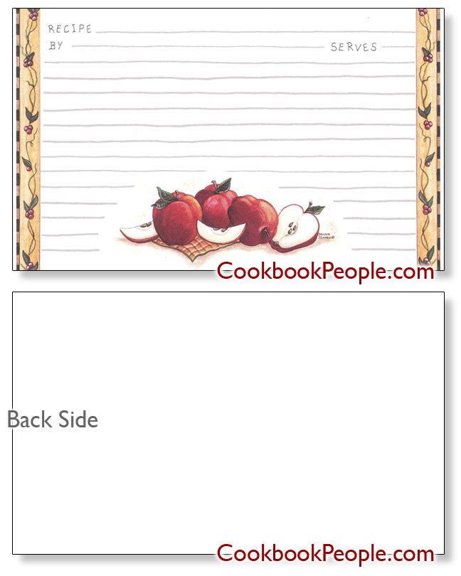 Personal 4x6 Recipe Cards;Earth Friendly; Made in USA Rustic Apples 3 